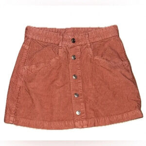 Free People Skirt Womens Size 2 Myrr Mini Ray Corduroy Pockets Button